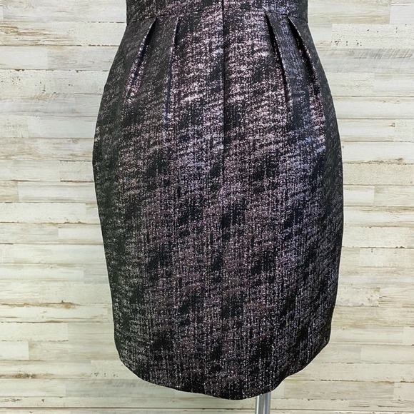 Club Monaco Bria Metallic Dress Womens Size 4 Soot Black/Noir Silk Top Pockets - Picture 11 of 15